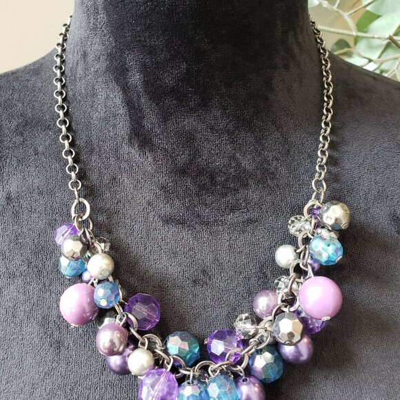 Womens Multicolor Multiple Beaded Cable Chain Necklace with Lobster Clasp - Picture 2 of 7